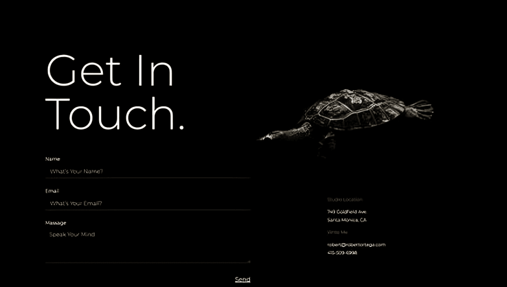 Next.js Portfolio website's contact page background image